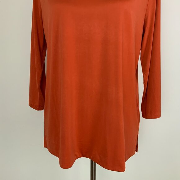 JEAN-PIERRE KLIFA PARIS V-Neck 3/4 Sleeve Top Orange/ Rust Color Size XL - Picture 6 of 16
